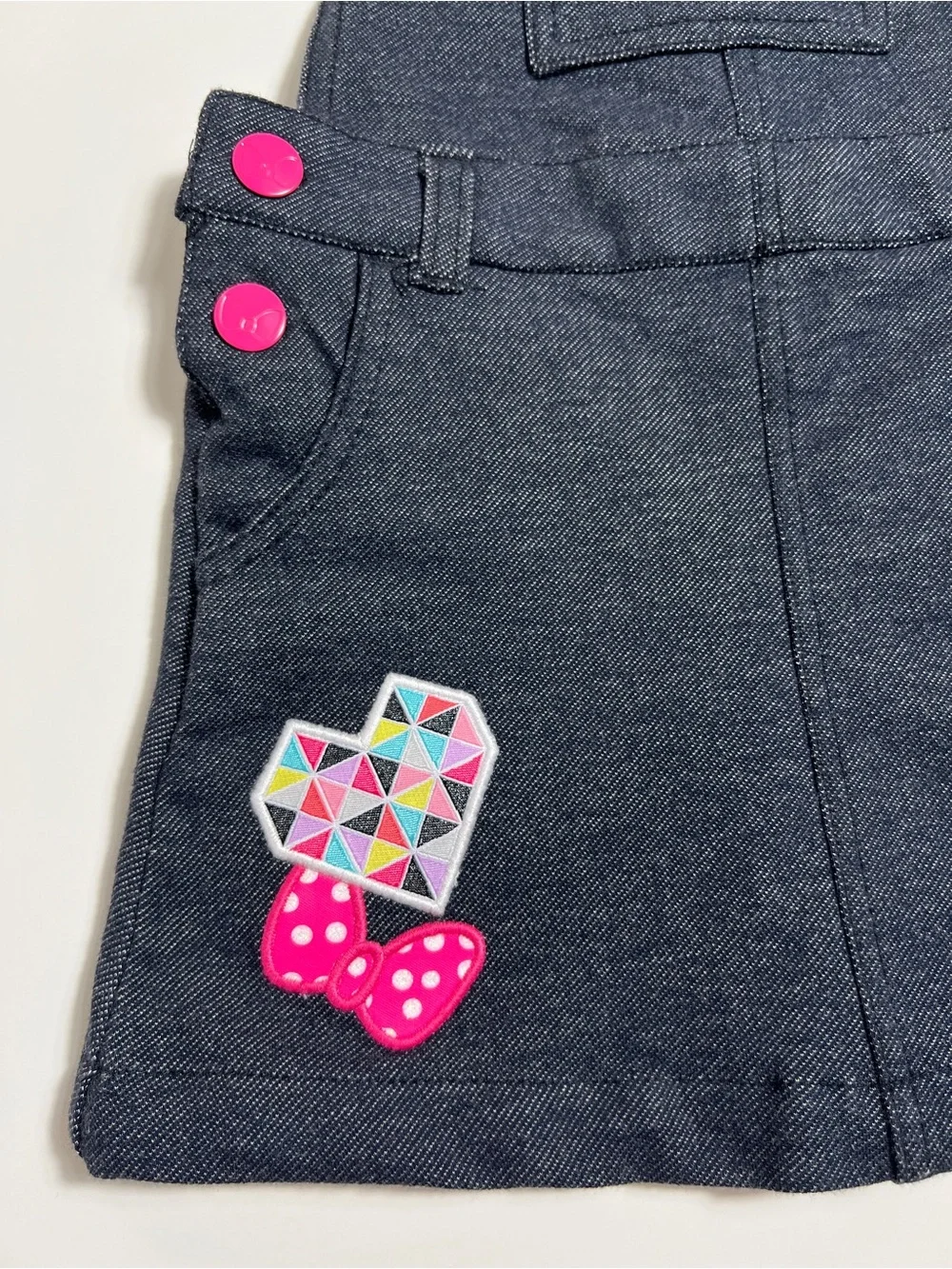 Disney Store Girls Denim Pinafore Dress Size 4 104 Adjustable Straps Dark Wash